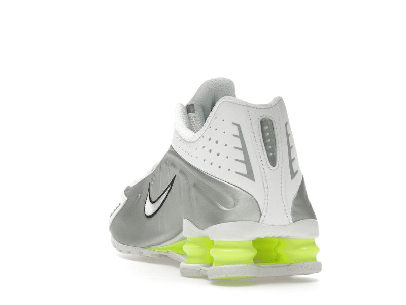 Nike Shox R4 White Metallic Silver Volt (Women's)