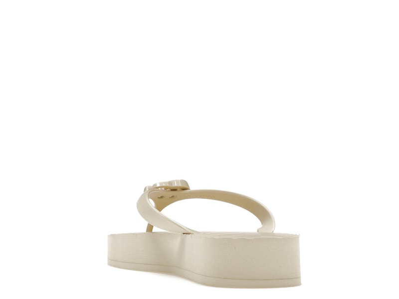 Gucci Chevron Thong Sandal White Rubber