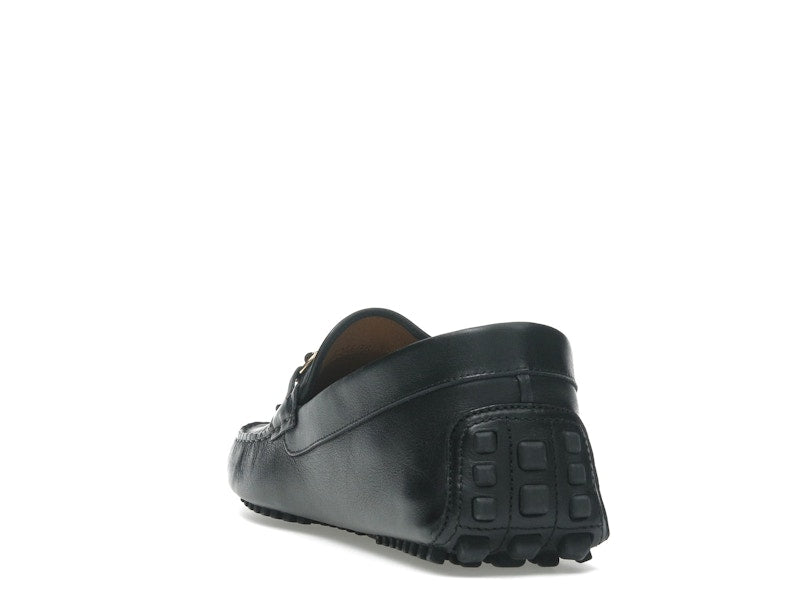 Gucci Ayrton Webbing-Trimmed Horsebit Leather Driver Loafers Black