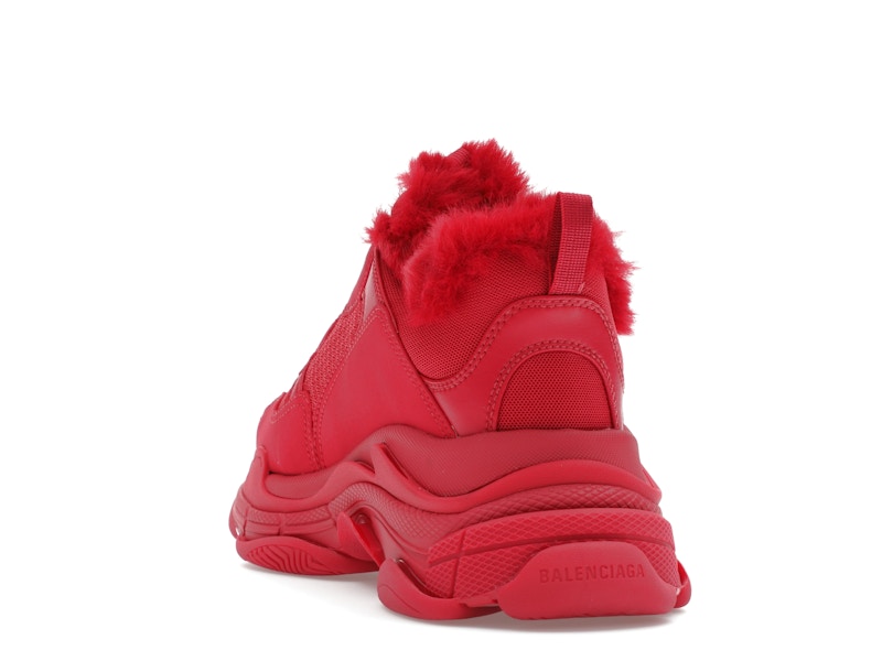 Balenciaga Triple S Faux Fur Burgundy