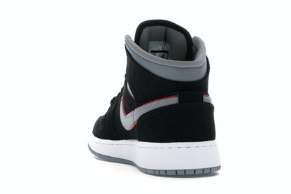 Jordan 1 Mid Black Particle Grey Gym Red (GS)