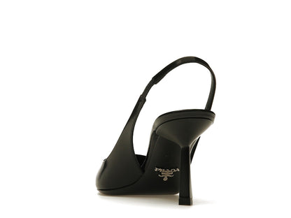 Prada 75mm Slingback Pump Black Leather
