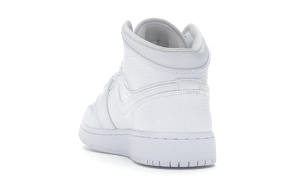 Jordan 1 Mid Triple White Tumbled Leather (GS)