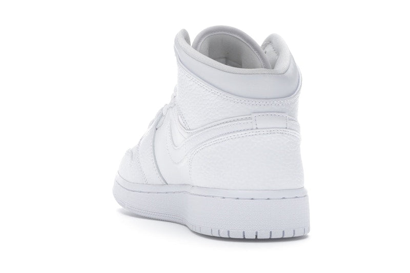 Jordan 1 Mid Triple White Tumbled Leather (GS)