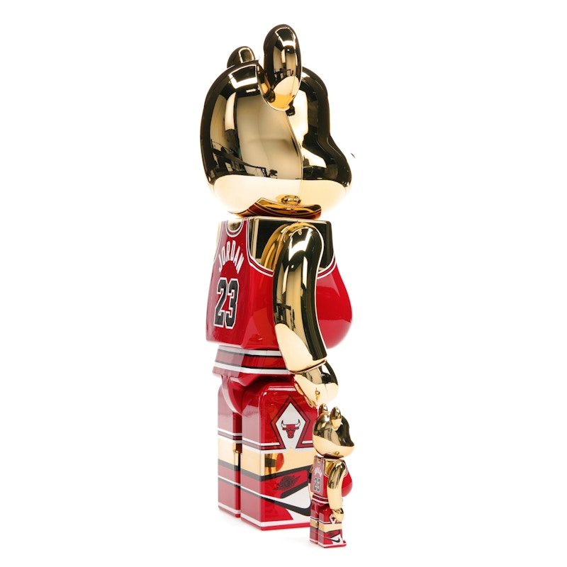 Bearbrick Michael Jordan 1985 Rookie Jersey 100% & 400% Set Gold Chrome