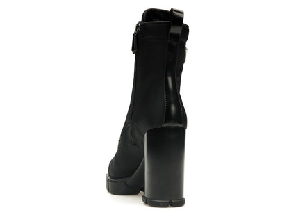Prada 110 mm Nylon Booties Black Brushed Leather