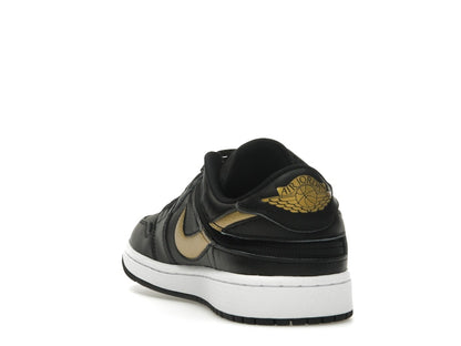 Jordan 1 Low FlyEase Black White Metallic Gold