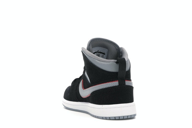 Jordan 1 Mid Black Particle Grey Gym Red (PS)