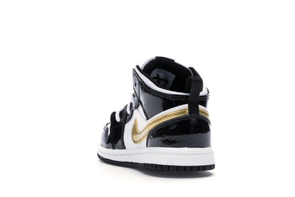 Jordan 1 Mid Patent Black White Gold (TD)