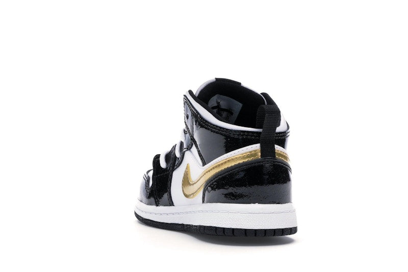 Jordan 1 Mid Patent Black White Gold (TD)