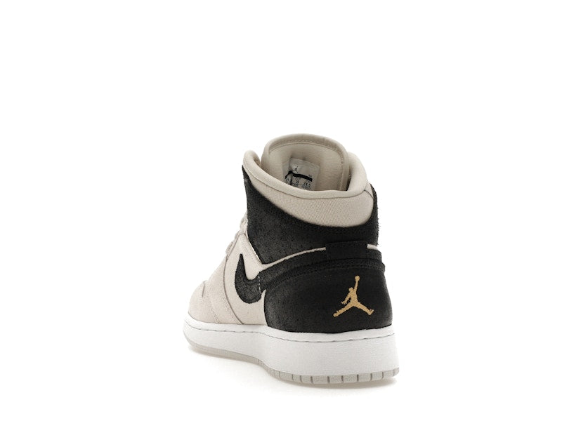 Jordan 1 Mid Light Bone Metallic Gold Black (GS)