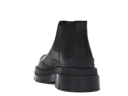 Bottega Veneta Leather Tire Chunky Sole Ankle Chelsea Boot Black