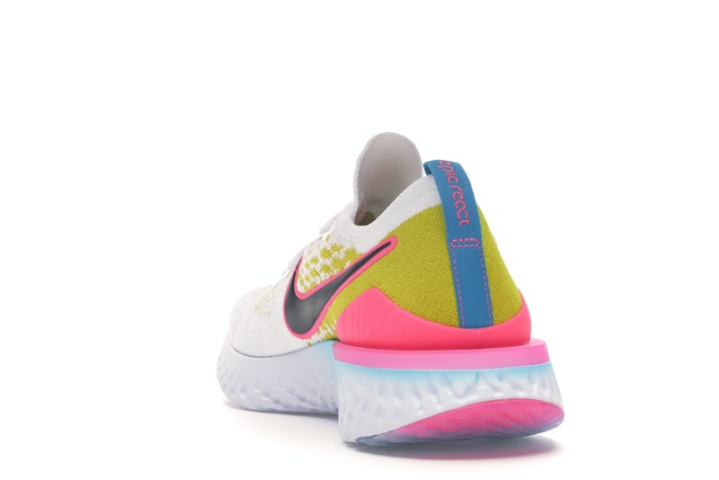 Nike Epic React Flyknit 1 White Pink Blast Citron