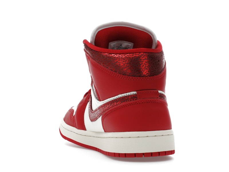 Jordan 1 Mid SE Red Cracked Leather (Women's)