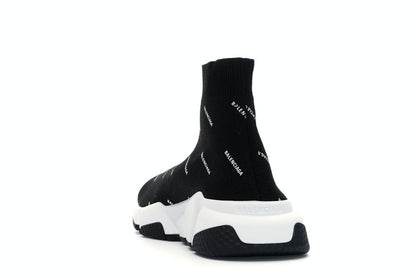 Balenciaga Speed Trainer Logo Print Black White (Women's)