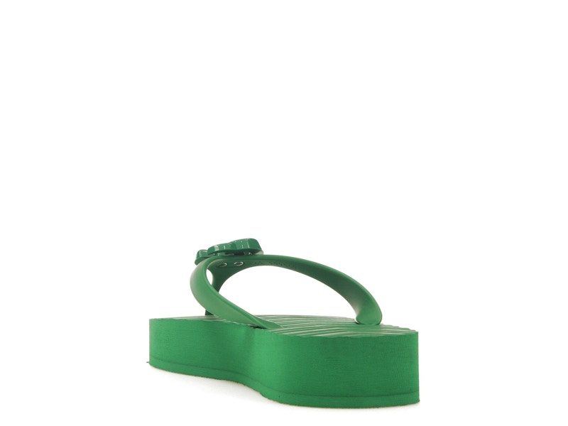 Gucci Chevron Thong Sandal Green Rubber
