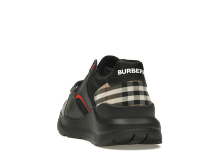 Burberry Check Suede Leather Sneakers Vintage Check-print Black