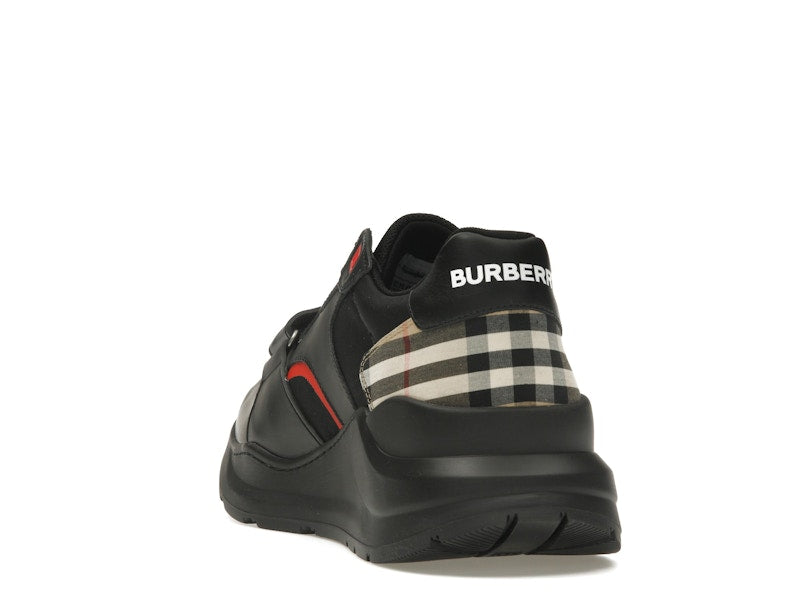 Burberry Check Suede Leather Sneakers Vintage Check-print Black