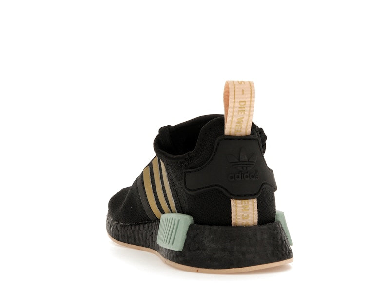 adidas NMD R1 Black Gold Metallic Halo Amber (Women's)