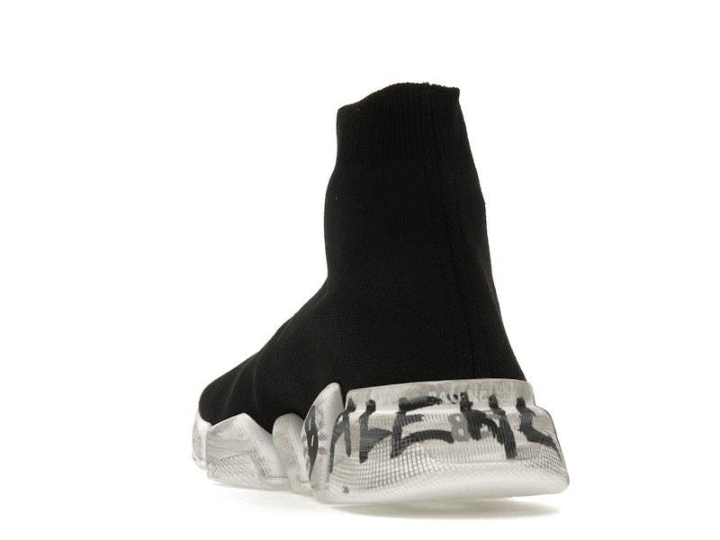Balenciaga Speed 2.0 Graffiti Recycled Knit Black White