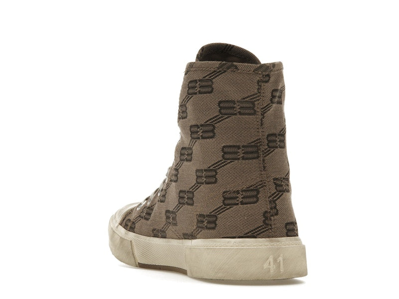 Balenciaga Paris High Top BB Monogram Dark Beige Brown