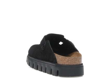 Birkenstock Boston Chunky Suede Black Black Sole (Narrow) (Women's)