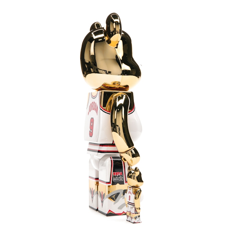 Bearbrick Michael Jordan 1992 Team USA (Dream Team) 100% & 400% Set Gold Chrome