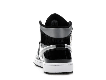 Jordan 1 Mid SE Patent Black White Metallic Silver Metallic Gold