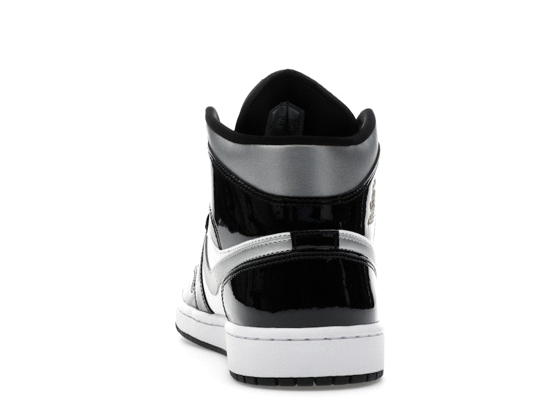 Jordan 1 Mid SE Patent Black White Metallic Silver Metallic Gold