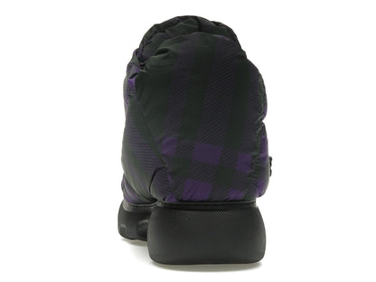 Burberry Check Pillow Boot Black Purple