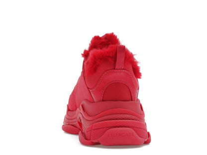 Balenciaga Triple S Faux Fur Burgundy