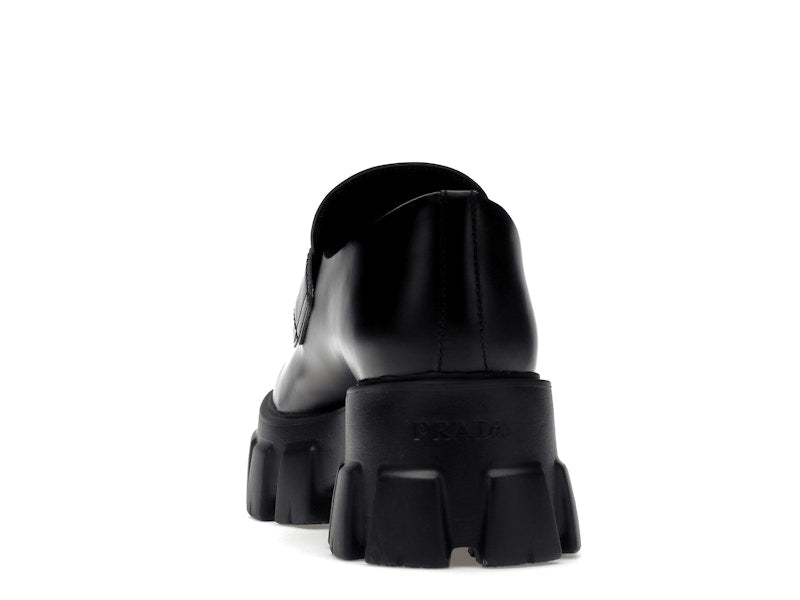 Prada Monolith 55mm Loafer Black Brushed Leather