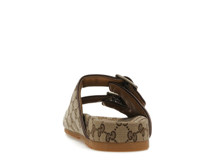 Gucci Strap Slide Sandal Beige Canvas