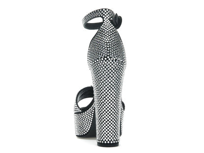 Prada 135mm Crystal Platform Sandals Black Satin