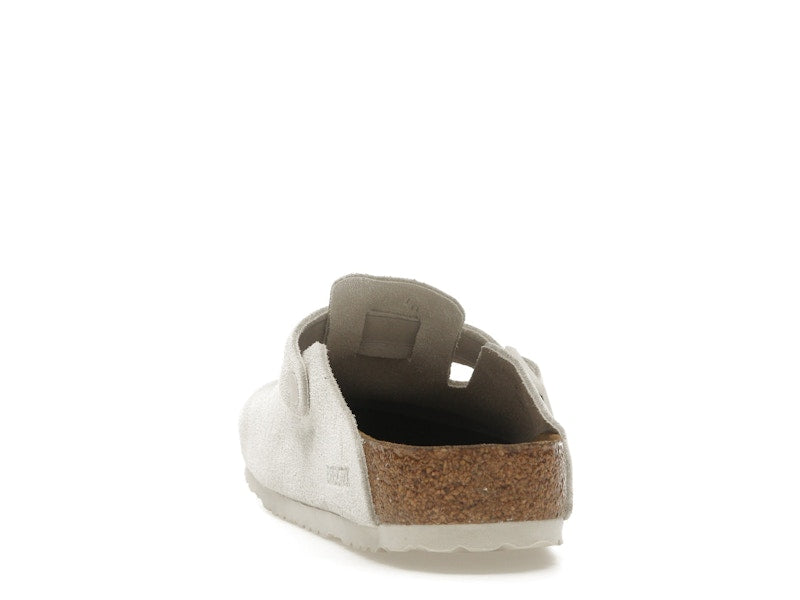 Birkenstock Boston Soft Footbed Suede Antique White