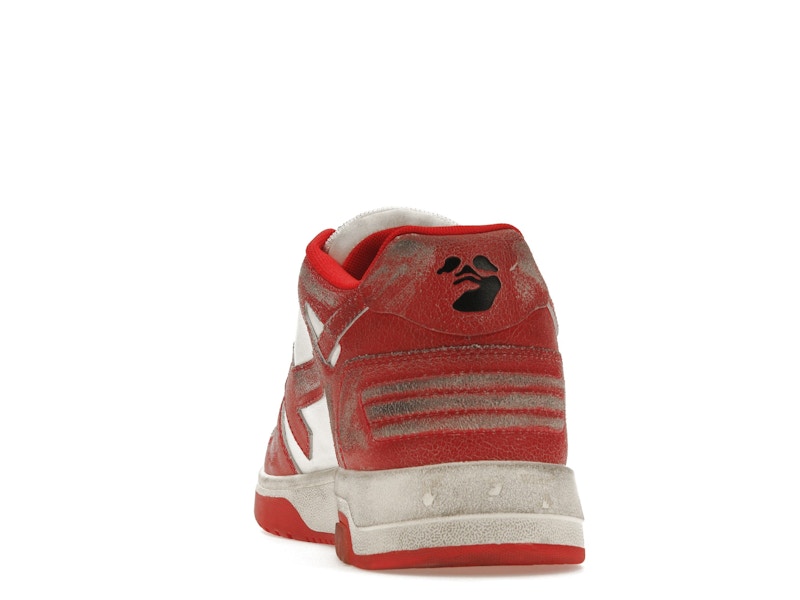 OFF-WHITE Out Of Office OOO Low Tops Red White Vintage Distressed Leather