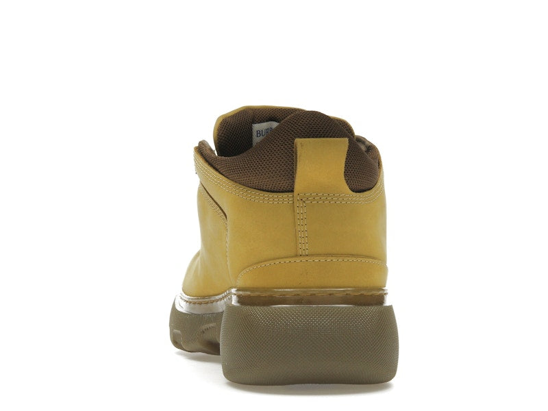 Burberry Lace Up Leather Ankle Boot Mustard Yellow