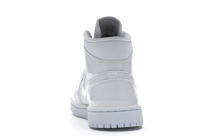Jordan 1 Mid Triple White Patent Swoosh (Women's)