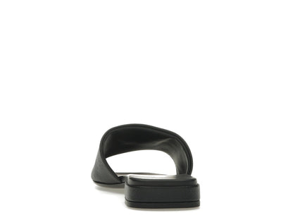 Prada Logo Slide Sandals Black Saffiano Leather