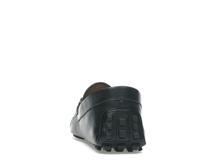 Gucci Ayrton Webbing-Trimmed Horsebit Leather Driver Loafers Black