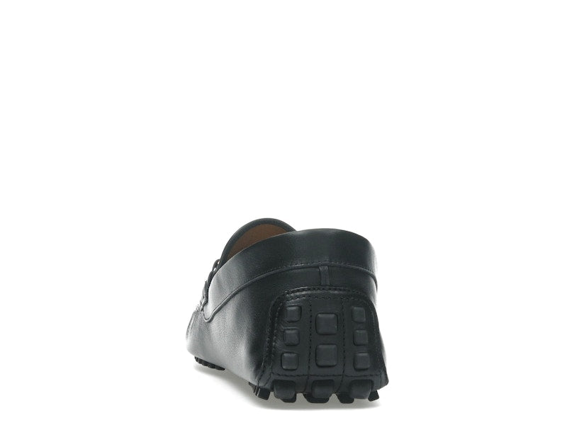 Gucci Ayrton Webbing-Trimmed Horsebit Leather Driver Loafers Black