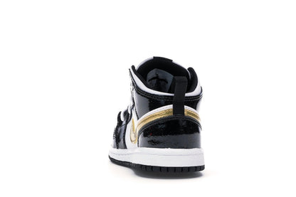 Jordan 1 Mid Patent Black White Gold (TD)