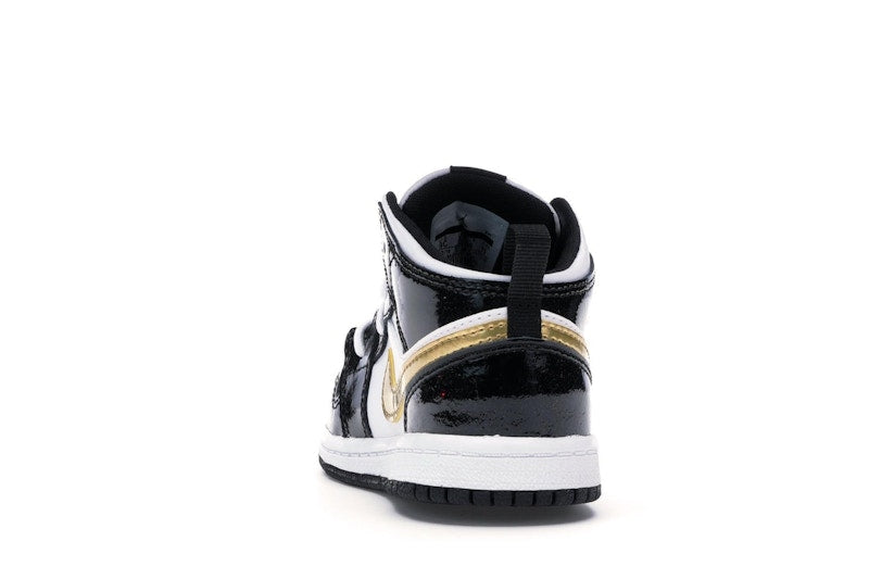 Jordan 1 Mid Patent Black White Gold (TD)