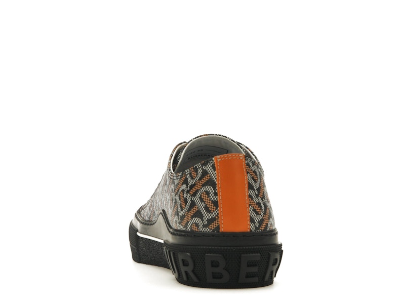Burberry Monogram Pattern Low Top Black Orange Canvas