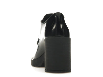 Prada Lace Up 85mm Heels Black Brushed Leather