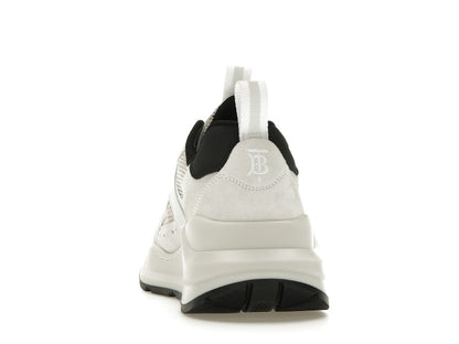Burberry Logo Print Leather, Suede and Check Mesh Sneakers Archive Beige White (Women's)