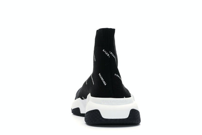Balenciaga Speed Trainer Logo Print Black White (Women's)