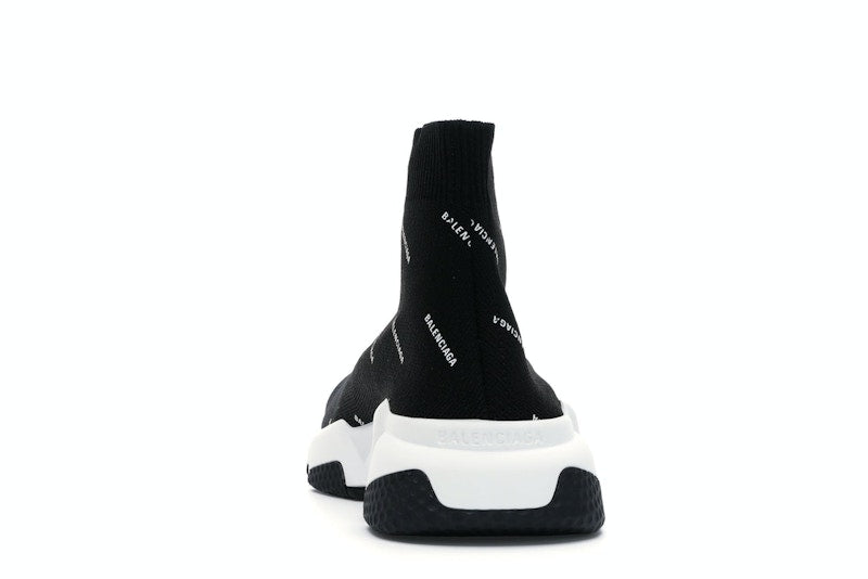 Balenciaga Speed Trainer Logo Print Black White (Women's)