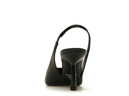 Prada 75mm Slingback Pump Black Leather