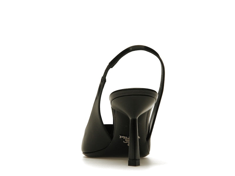 Prada 75mm Slingback Pump Black Leather